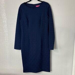 Betsey Johnson Blue Quilted Long Sleeve Dress 14